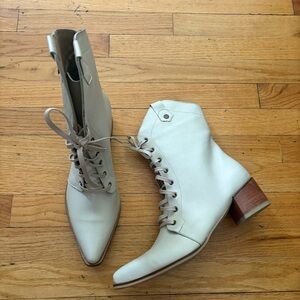 Off White Leather Stivali Boots Size 12